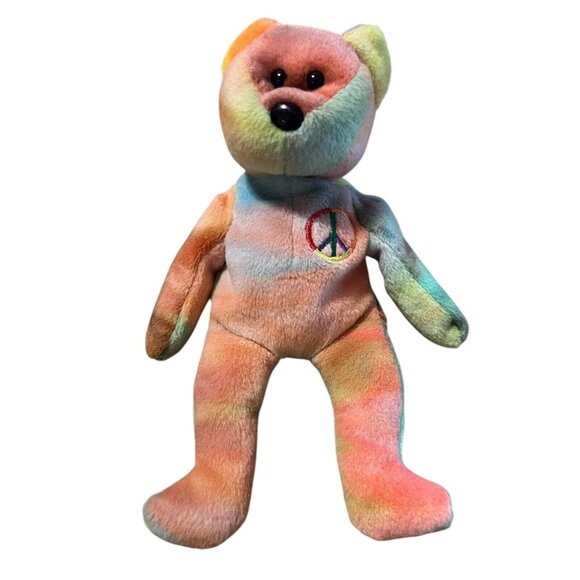 Ty Beanie Baby Peace Bear 1996 Multicolor PVC Pellets - Picture 1 of 8